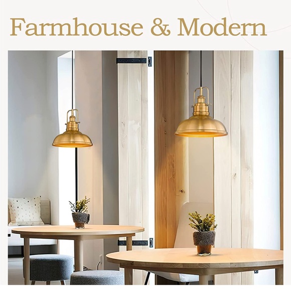 NWT farmhouse 2 pack pendant lights in gold - Picture 3 of 6